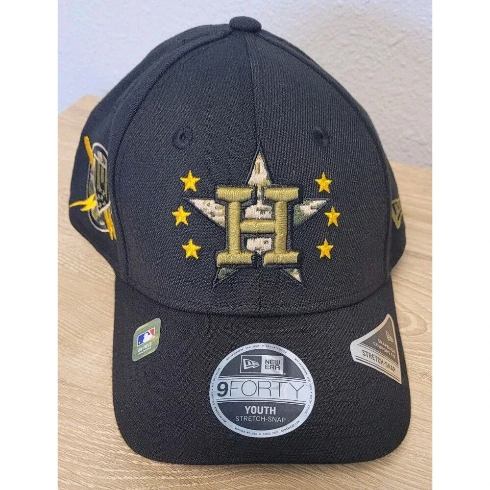 New Era Youth Houston Astros Hat 9FORTY 2024 Armed Forces Day Snapback Cap